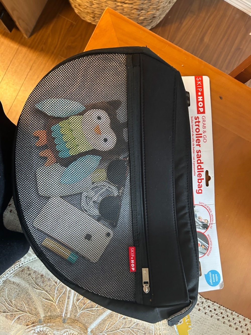 Skip Hop Black Stroller Saddle Bag with Mesh Pocket